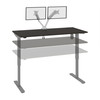 Bestar Upstand 60W x 30D Standing Desk with Dual Monitor Arm in Deep Grey - 175870-000032