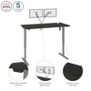 Bestar Upstand 60W x 30D Standing Desk with Dual Monitor Arm in Deep Grey - 175870-000032