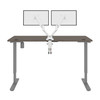 Bestar Upstand 60W x 30D Standing Desk with Dual Monitor Arm in Bark Grey - 175870-000047