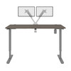 Bestar Upstand 60W x 30D Standing Desk with Dual Monitor Arm in Bark Grey - 175870-000047