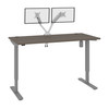 Bestar Upstand 60W x 30D Standing Desk with Dual Monitor Arm in Bark Grey - 175870-000047