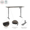 Bestar Upstand 30” x 72” Standing Desk in Bark Grey - 175879-000047