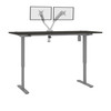 Bestar Upstand 72W x 30D Standing Desk with Dual Monitor Arm in Deep Grey - 175880-000032