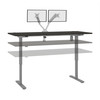 Bestar Upstand 72W x 30D Standing Desk with Dual Monitor Arm in Deep Grey - 175880-000032
