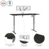 Bestar Upstand 72W x 30D Standing Desk with Dual Monitor Arm in Deep Grey - 175880-000032