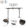 Bestar Upstand 72W x 30D Standing Desk with Dual Monitor Arm in Bark Grey - 175880-000047