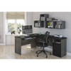 Bestar Norma 71W L-Shaped Desk in Black & Bark Gray - 181420-000018