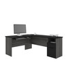 Bestar Norma 71W L-Shaped Desk in Black & Bark Gray - 181420-000018