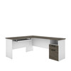 Bestar Norma 71W L-Shaped Desk in Walnut Grey & White - 181420-000035
