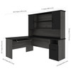 Bestar Norma 71W L-Shaped Desk with Hutch in Black & Bark Gray - 181850-000018