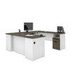 Bestar Norma 71W U or L-Shaped Desk in Walnut Grey & White - 181851-000035