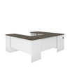 Bestar Norma 71W U or L-Shaped Desk in Walnut Grey & White - 181851-000035