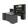 Bestar Norma 71W U or L-Shaped Executive Desk with Hutch in Black & Bark Gray - 181852-000018