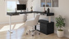 Bestar Viva 72W L-Shaped Standing Desk with Credenza in Black & White - 19850-18