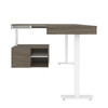 Bestar Viva 72W L-Shaped Standing Desk with Credenza in Walnut Grey - 19850-35
