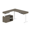 Bestar Viva 72W L-Shaped Standing Desk with Credenza in Walnut Grey - 19850-35