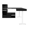 Bestar Viva 72W L-Shaped Standing Desk with Credenza and Shelving Unit in Black - 19851-18