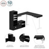 Bestar Viva 72W L-Shaped Standing Desk with Credenza and Shelving Unit in Black - 19851-18