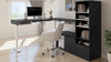 Bestar Viva 72W L-Shaped Standing Desk with Credenza and Shelving Unit in Black - 19851-18