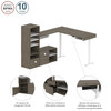 Bestar Viva 72W L-Shaped Standing Desk with Credenza and Shelving Unit in Walnut Grey & White - 19851-35
