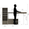 Bestar Viva 72W L-Shaped Standing Desk with Credenza and Shelving Unit in Walnut Grey & White - 19851-35