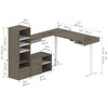 Bestar Viva 72W L-Shaped Standing Desk with Credenza and Shelving Unit in Walnut Grey & White - 19851-35