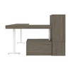 Bestar Viva 72W L-Shaped Standing Desk with Credenza and Shelving Unit in Walnut Grey & White - 19851-35