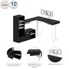 Bestar Viva 72W L-Shaped Standing Desk with Dual Monitor Arm and Storage in Black - 19853-18