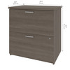 Bestar Logan 66W U-Shaped Desk with Hutch, Lateral File Cabinet, and Bookcase in Bark Grey - 46851-47