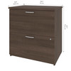 Bestar Logan 66W U-Shaped Desk with Hutch, Lateral File Cabinet, and Bookcase in Antigua - 46851-52