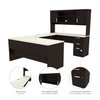 Bestar Ridgeley 65W U-Shaped Executive Desk with Pedestal and Hutch in White Chocolate - 52414-31