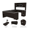 Bestar Ridgeley 65W U-Shaped Executive Desk with Pedestal and Hutch in Dark Chocolate - 52414-79