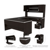 Bestar Ridgeley 65W U-Shaped Desk with Hutch, Lateral File Cabinet, and Bookcase in Dark Chocolate - 52850-79
