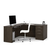 Bestar Embassy 66W L-Shaped Desk with Pedestal in Dark Chocolate - 60852-79