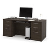 Bestar Embassy 72W Executive Desk with Two Pedestals in Dark Chocolate - 60890-79