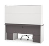 Bestar Connexion 72W Credenza Desk with Two Pedestals and Hutch in Slate & Sandstone - 93860-59