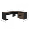 Bestar Connexion 72W L-Shaped Desk with Lateral File Cabinet in Antigua & Black - 93862-000052