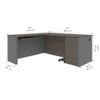 Bestar Prestige + 72W L-Shaped Desk with Pedestal in Bark Grey & Slate - 99860-000047