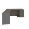 Bestar Prestige + 72W L-Shaped Desk with Pedestal in Bark Grey & Slate - 99860-000047