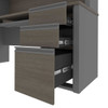 Bestar Prestige + 72W L-Shaped Desk with Pedestal and Hutch in Bark Grey & Slate - 99872-000047