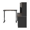 Bestar Prestige + 72W L-Shaped Standing Desk with Pedestal and Hutch in Bark Grey & Slate - 99886-000047