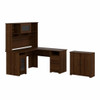 Bush Furniture Cabot Collection 60W L Shaped Computer Desk with Hutch and Small Storage Cabinet Modern Walnut - CAB016MW