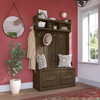 Kathy Ireland Bush Furniture Woodland 40W Hall Tree and Shoe Storage Bench Black Suede - WDL001BS