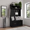 Kathy Ireland Bush Furniture Woodland 40W Hall Tree and Shoe Storage Bench Black Suede - WDL001BS