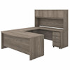 Bush Business Furniture Studio C Bow Front U-Shaped Desk with Hutch 72" Modern Hickory - STC003MHSU