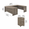 Bush Business Furniture Studio C Bow Front U-Shaped Desk Package 72" Modern Hickory - STC004MHSU