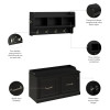 Kathy Ireland Bush Furniture Woodland 40W Shoe Storage Bench and Wall Mounted Coat Rack Black Suede Oak - WDL003BS