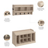 Kathy Ireland Bush Furniture Woodland 40W Shoe Storage Bench and Wall Mounted Coat Rack Warm Maple - WDL004WM