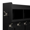 Kathy Ireland Bush Furniture Woodland 24W Hall Tree and Small Shoe Bench Black Suede Oak - WDL008BS
