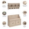 Kathy Ireland Bush Furniture Woodland 40W Entryway Bench and Wall Mounted Coat Rack Warm Maple - WDL009WM